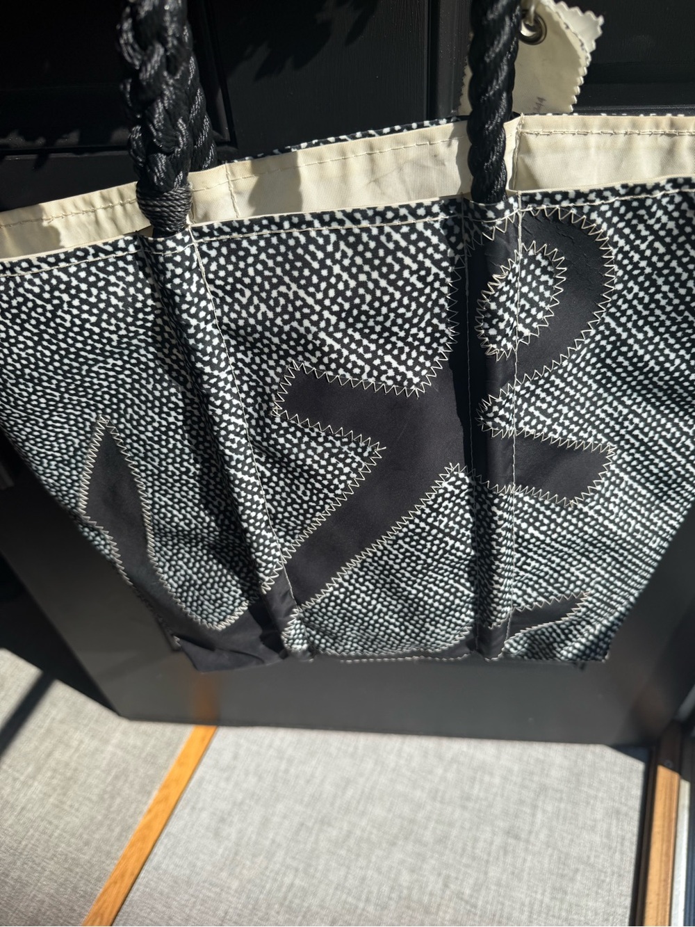 Sea Bag - Anchor Black & White Patterned Tote Bag
